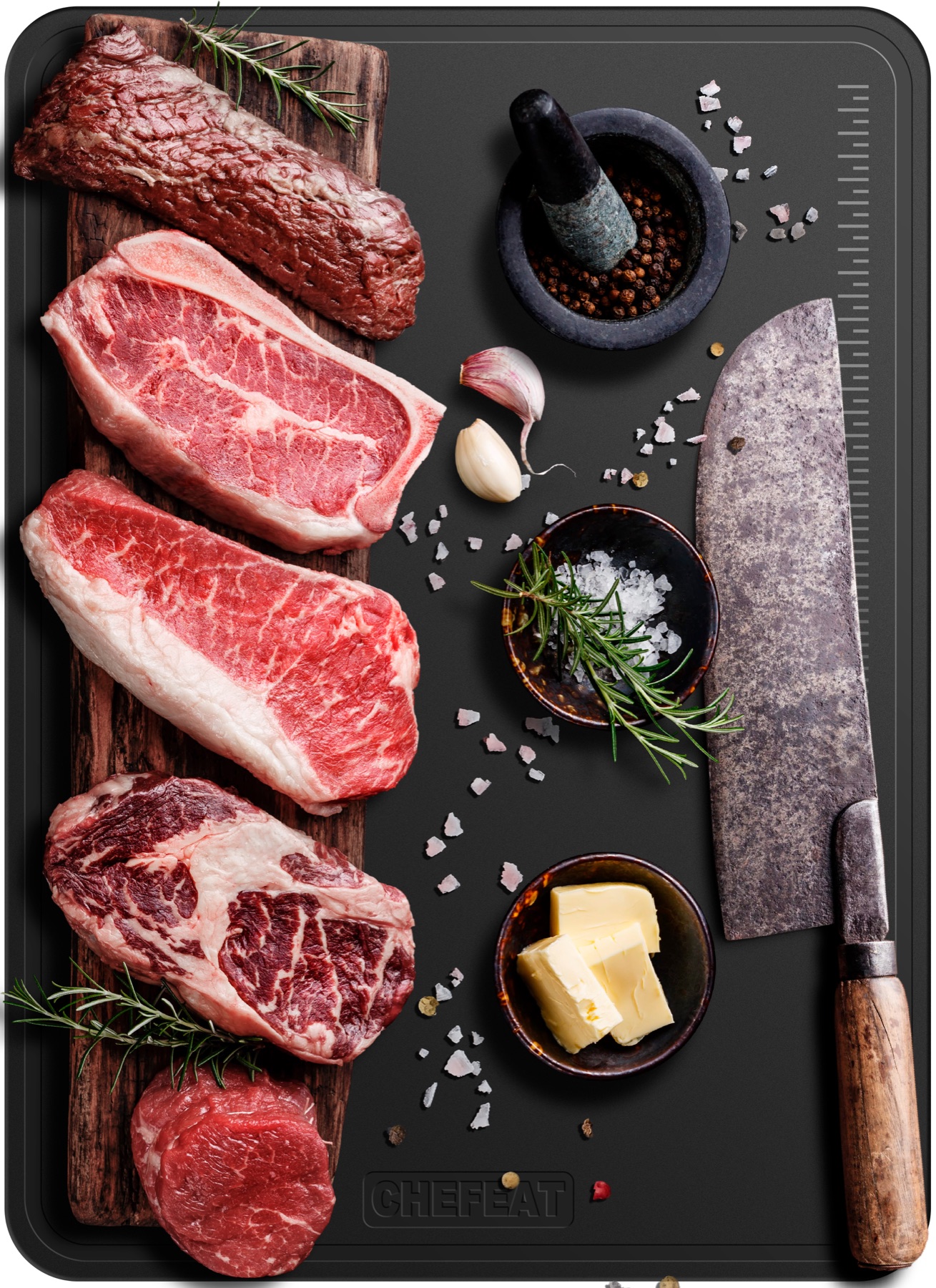 High-volume meal prep on a CHEFEAT TPU cutting board